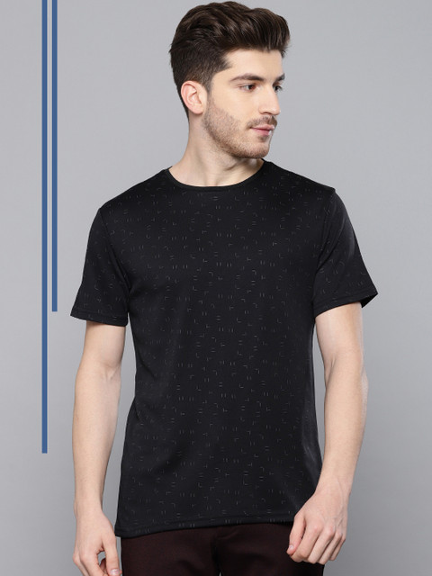 

Louis Philippe Ath.Work Men Black Printed Slim Fit Round Neck T-shirt
