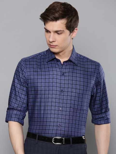 

Louis Philippe Men Navy Blue Slim Fit Checked Formal Shirt