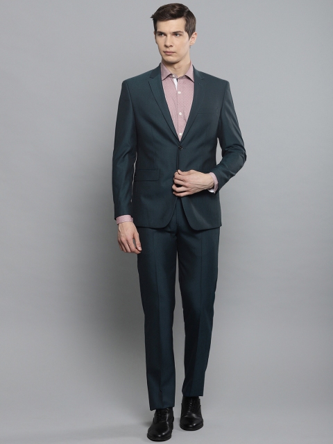

Louis Philippe Men Teal Green Self Design Single-Breasted Slim Fit Suit