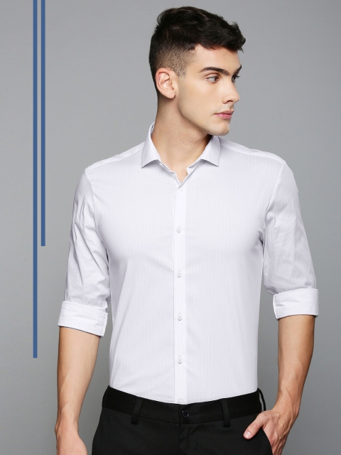 

Louis Philippe Ath.Work Men White & Blue Slim Fit Striped Smart Casual Shirt