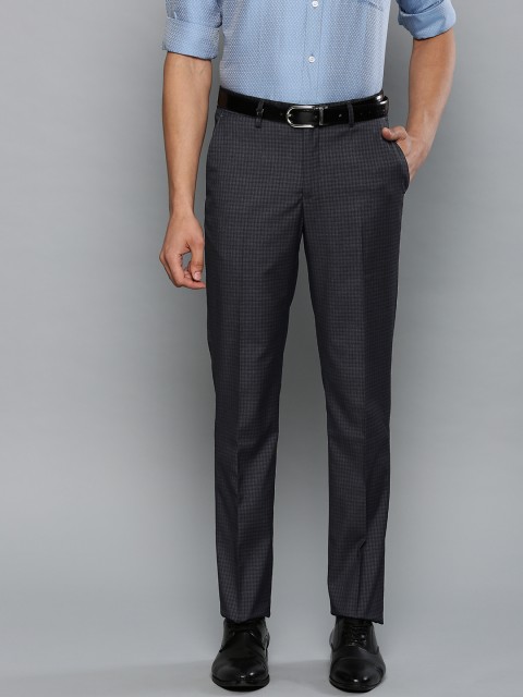 

Louis Philippe Men Charcoal Grey Slim Fit Checked Formal Trousers