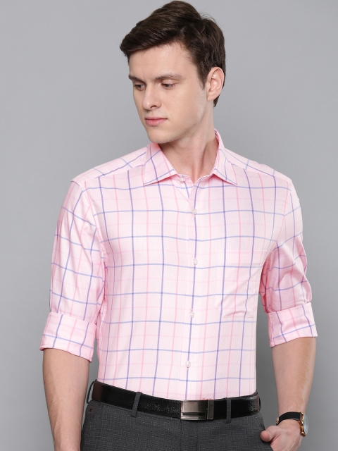 

Louis Philippe Men Pink Checked Classic Fit Formal Shirt