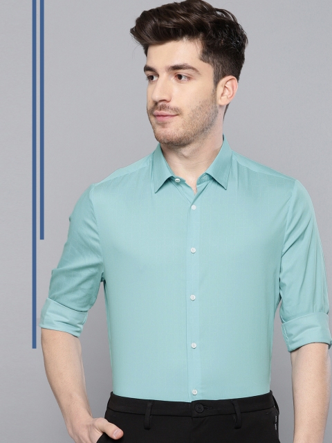 

Louis Philippe Ath.Work Men Sea Green & White Slim Fit Self Design Casual Shirt