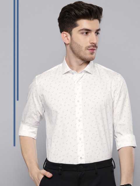 

Louis Philippe Ath.Work Men White & Blue Super Slim Fit Printed Formal Shirt