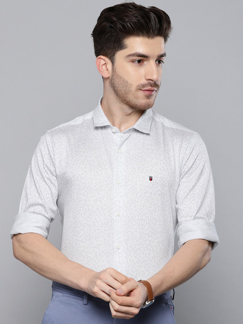 

Louis Philippe Sport Men White & Grey Super Slim Fit Printed Smart Casual Shirt