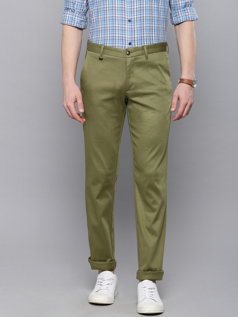

Louis Philippe Sport Men Olive Green Slim Fit Self Design Smart Casual Trousers