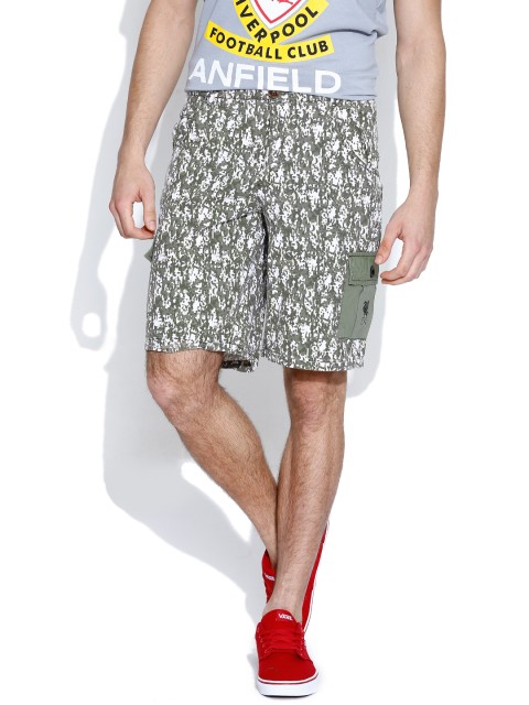 

Liverpool FC Olive Green Printed Cargo Shorts