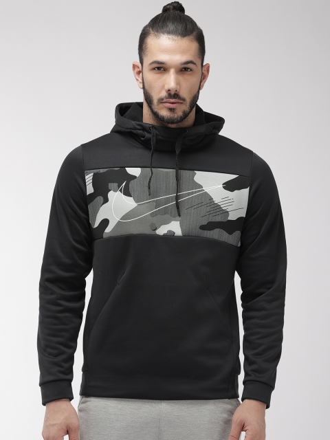 

Nike Men Black Abstract Printed Hooded AS M NK THRMA Pullover Training Sweatshirt