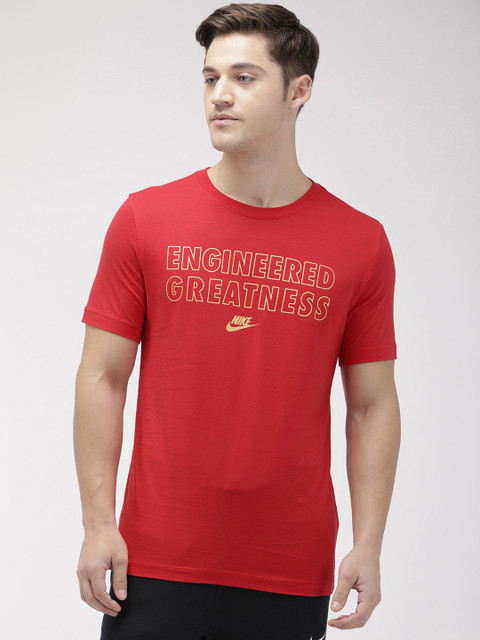 

Nike Men Red Standard Fit Printed AS M NSW Round Neck T-shirt