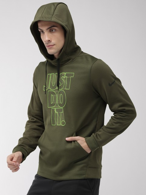 

Nike Men Olive Green Printed AS M NK THRMA Hooded Training Sweatshirt