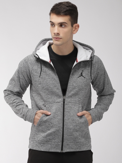 

Nike Men Grey Melange Solid M J 23ALPHA THERMA Hooded Basketball Sweatshirt