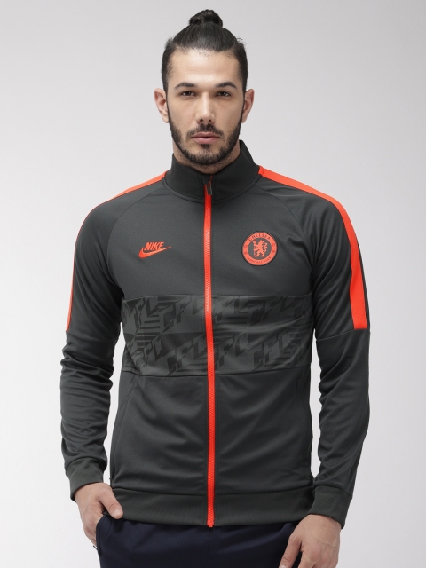 

Nike Men Charcoal Grey & Orange CFC Solid Football Sporty Jacket