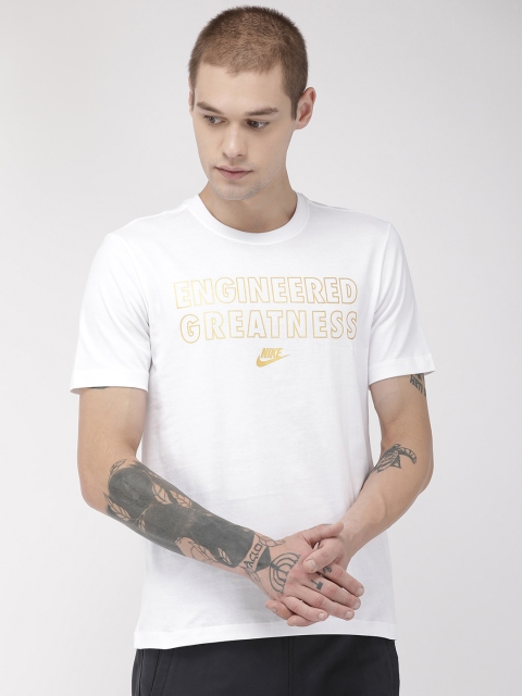 

Nike Men White Printed Standard Fit AS M NSW TABLE HBR 7 FS Round Neck T-shirt