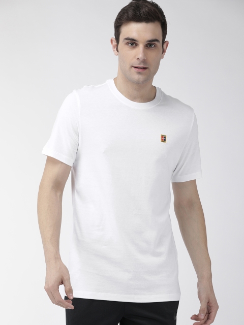 

Nike Men White Standard Fit Printed NKCT COURT EMB Round Neck T-shirt