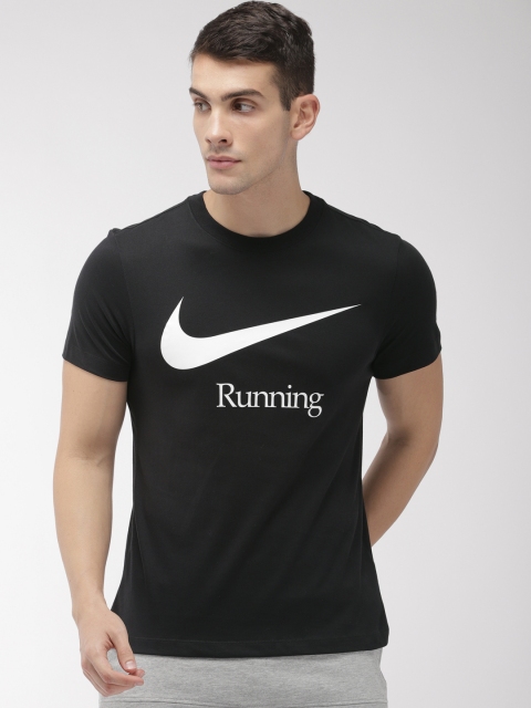 

Nike Men Black Printed Round Neck HBR Running T-shirt