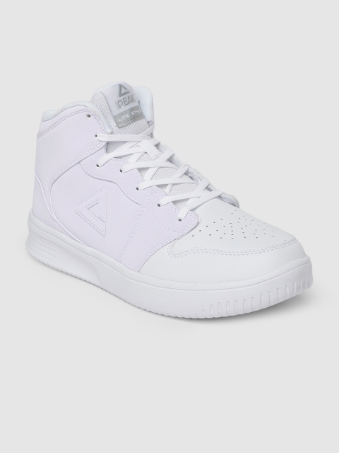 

PEAK Men White Mid-Top Basketball Shoes