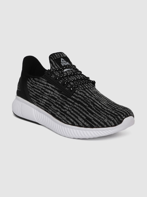 

PEAK Men Black & Grey Woven Deisgn Running Shoes