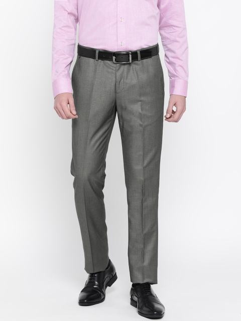 

Blackberrys Men Grey Regular Fit Solid Formal Trousers