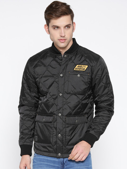 

Harley-Davidson Men Black Solid Quilted Jacket