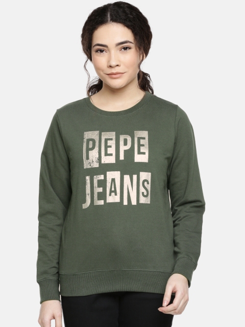 

Pepe Jeans Women Olive Green Printed Sweatshirt