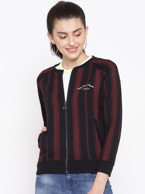 

Pepe Jeans Women Black & Red Striped Sweatshirt