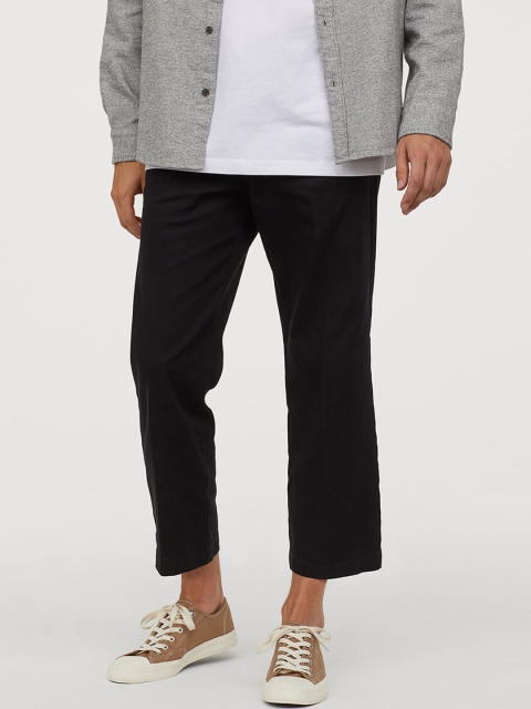 

H&M Men Black Ankle-length Cotton Chinos