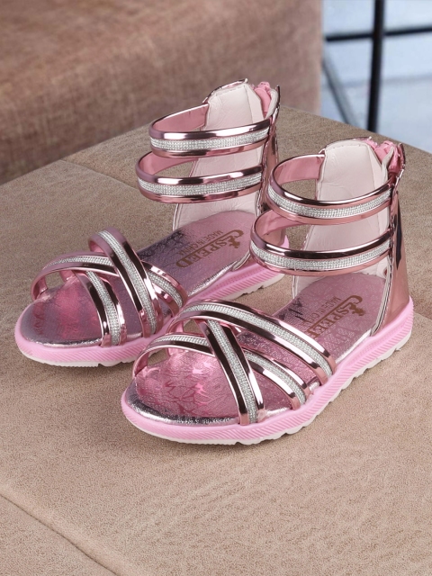 

Walktrendy Girls Pink Shimmery Open Toe Flats