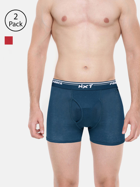 

Force NXT Men Pack of 2 Solid Assorted Trunks MNFF-134-PO2, Red
