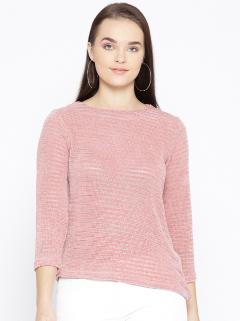 

Taanz Women Dusty Pink Self-Striped Top