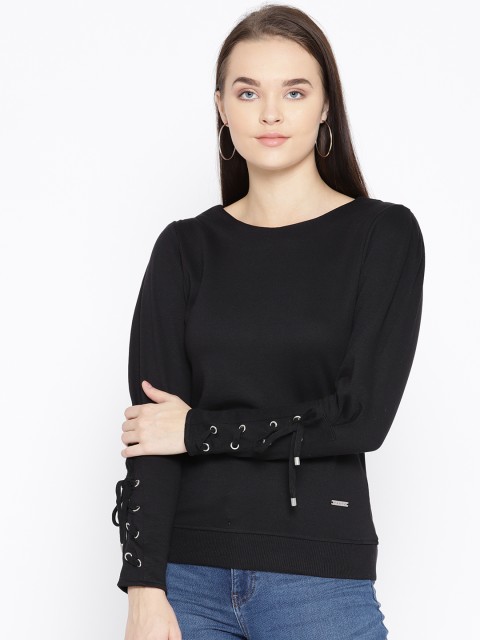 

Taanz Women Black Solid Sweatshirt