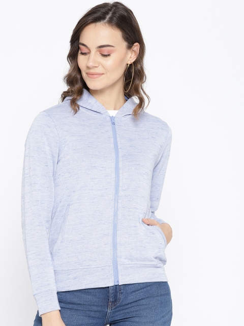 

Taanz Women Blue Self Design Hooded Sweatshirt