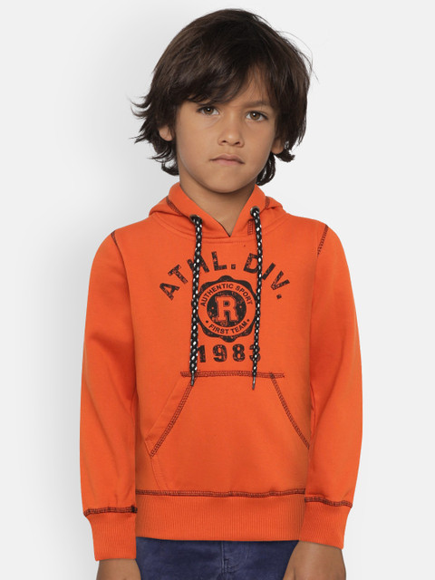 

The Sandbox Clothing Co. Unisex Orange Printed Hooded Sweatshirt