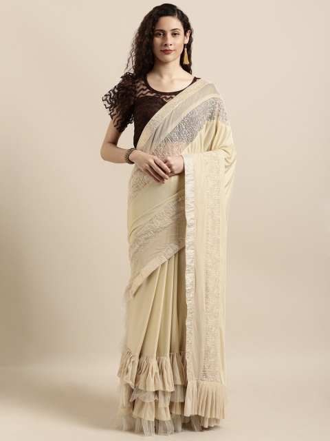 

Soch Beige Solid Polyester Saree