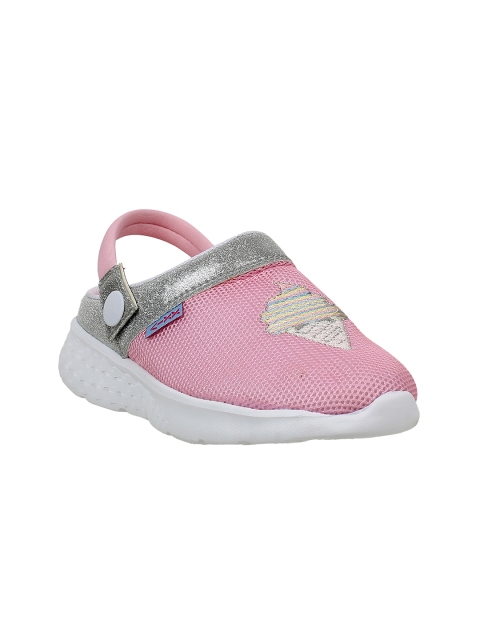 

KazarMax Kids Pink & Silver-Toned Embroidered Clogs