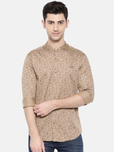 

The Indian Garage Co Men Camel Brown Slim Fit Printed Casual Shirt