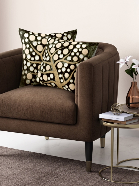 

Aura Multi-Coloured Set of 2 Floral Square Cushion Covers, Green