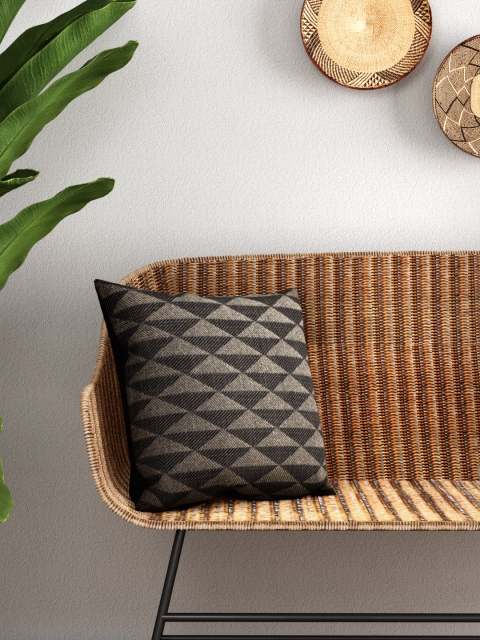 

Aura Grey & Gold Printed Square Cushion