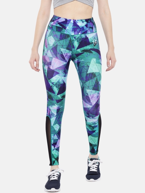 

Swee Athletica Women Blue & Teal Green Printed Tights