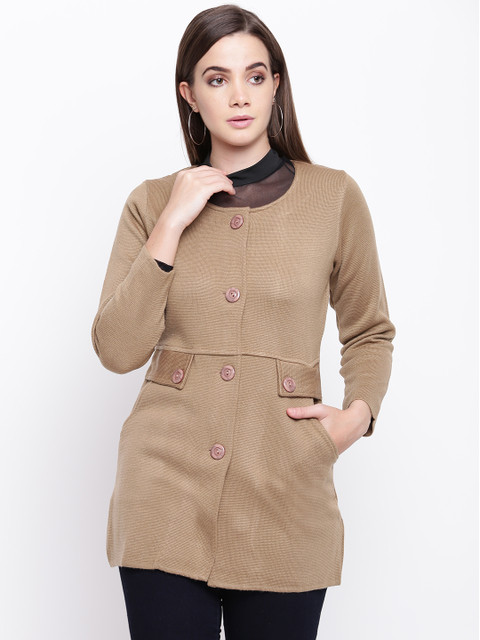 

Cayman Women Beige Solid Overcoat