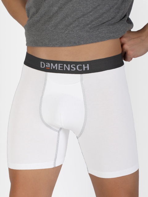 

DAMENSCH Men White DEO-SOFT Deodorizing Micro Modal Solid Boxer Trunks DAM-BB-FW
