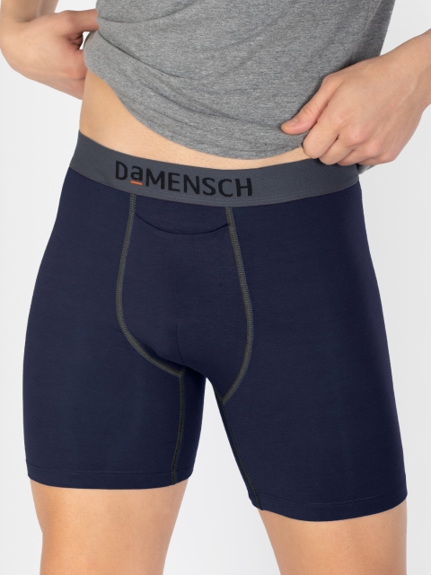 

DaMENSCH Men Blue DEO-SOFT Deodorizing Micro Modal solid Boxer Briefs DAM-BB-SB