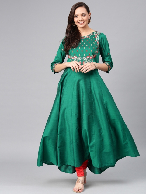 

Alena Women Green Yoke Design Anarkali Kurta