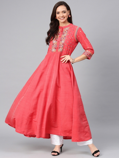 

Alena Women Peach-Coloured Yoke Design Anarkali Kurta