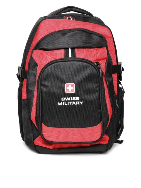 

SWISS MILITARY Unisex Black & Red Laptop Backpack