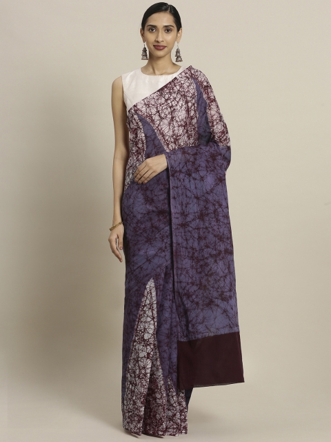 

Mitera Blue & Brown Pure Cotton Dyed Saree