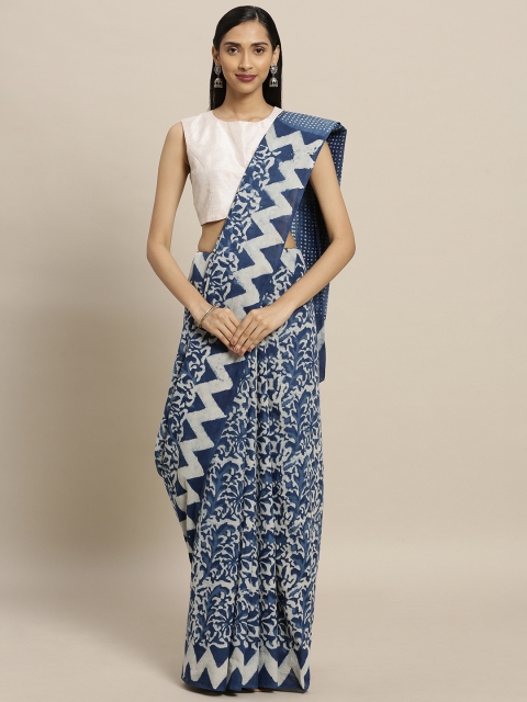 

Mitera Blue & Off-White Pure Cotton Dyed Saree