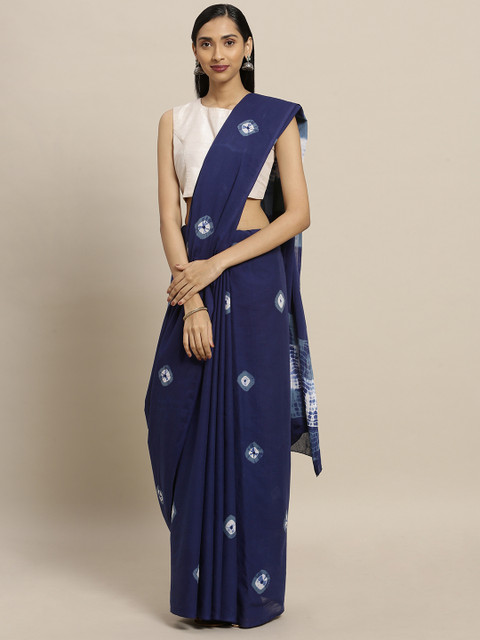 

Mitera Navy Blue Dyed Pure Cotton Saree