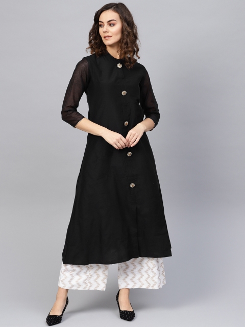 

Yufta Women Black Solid A-Line Kurta