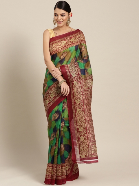 

Chhabra 555 Green & Beige Printed Patola Saree