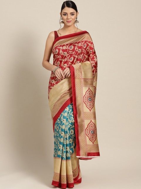 

Chhabra 555 Green & Red Printed Patola Saree